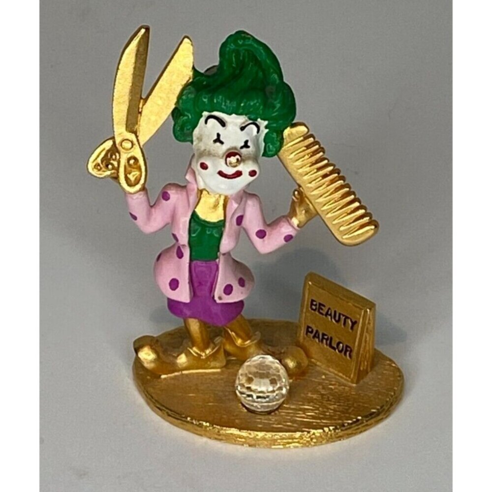 Spoontiques Clown BEAUTY PARLOR HAIR DRESSER Swarovski Crystal K1488 Enameled